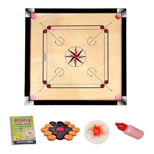 Superior Matte Finish Practice Carrom Board with Coins Striker and Powder Beige ABC (32 INCH A3)